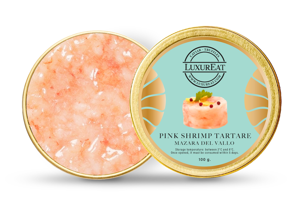 Pink shrimp tartare from Mazara del Vallo