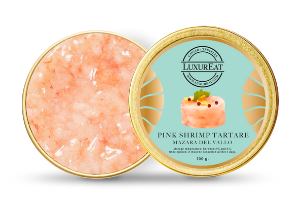 Pink shrimp tartare from Mazara del Vallo